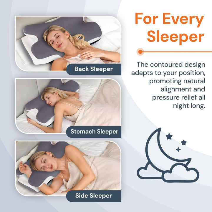 Pain Relief Pillow for Neck Support, Adjustable Cervical Pillow, Ergonomic Contour Memory Foam Pillow, Orthopedic Pillow for Side Back Stomach Sleeper