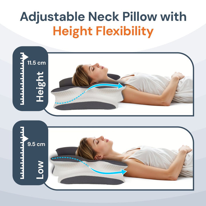 Pain Relief Pillow for Neck Support, Adjustable Cervical Pillow, Ergonomic Contour Memory Foam Pillow, Orthopedic Pillow for Side Back Stomach Sleeper
